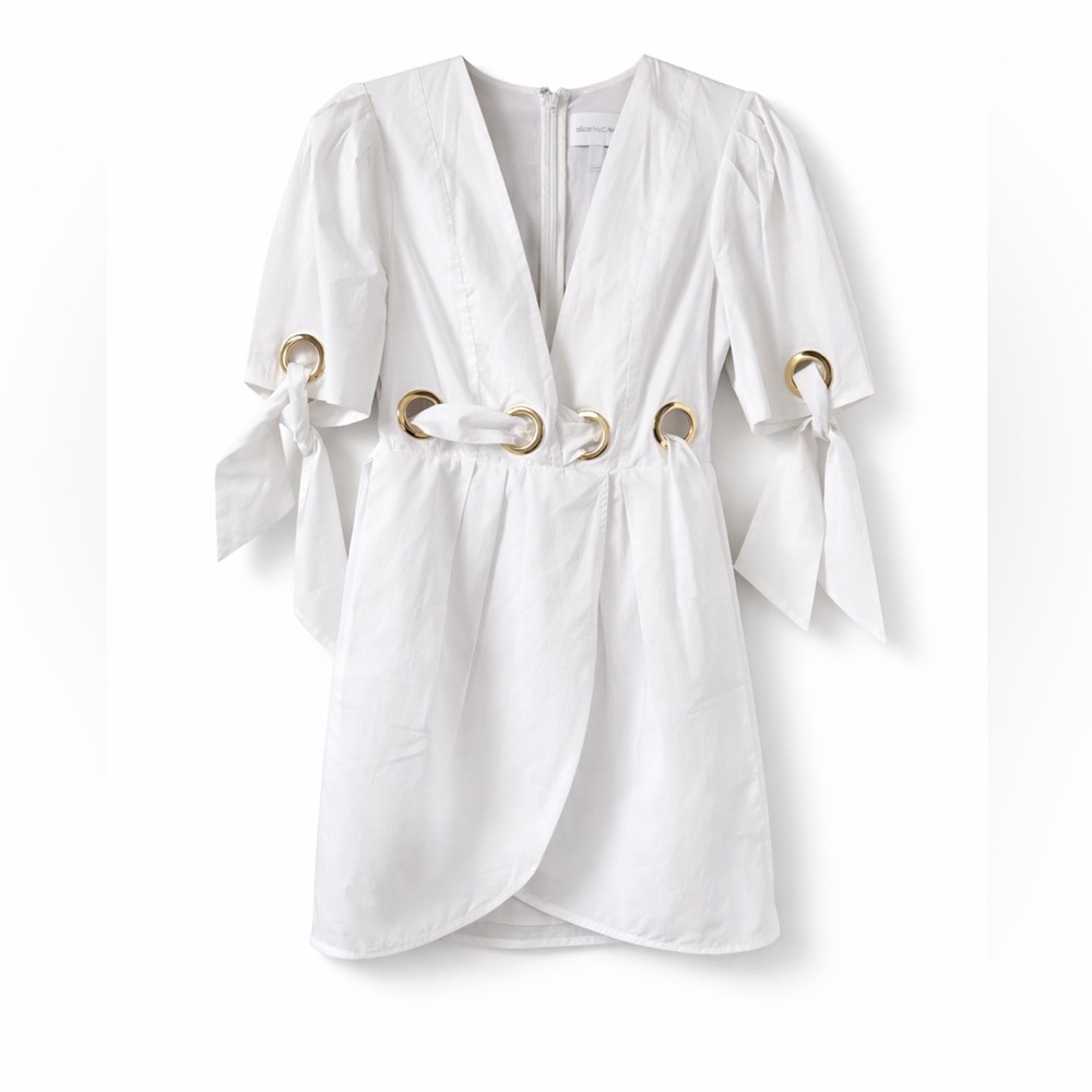 Alice McCall White Mini Dress with Gold Accents